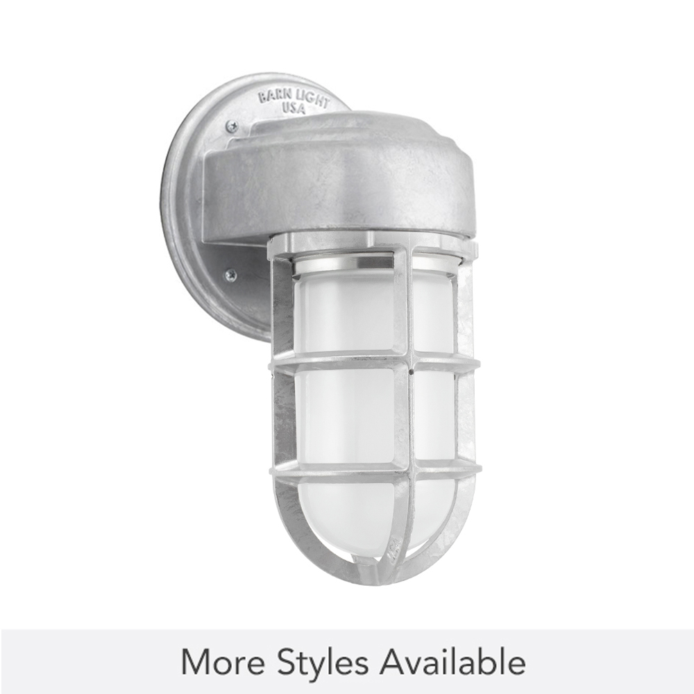 Streamline LED Industrial Guard Sconce, 975-Galvanized, Topless Shade, TGG-Heavy Duty Cast Guard, FST-Frosted Glass